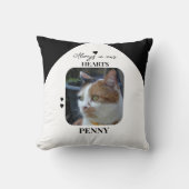 Cat Keepake Pet 2 Fotos Gedenkschwarz Kissen (Vorderseite)