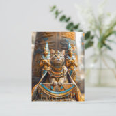 Cat King auf Pharao's Throne Postkarte (Stehend Vorderseite)