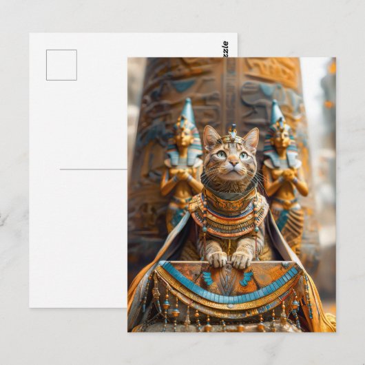 Cat King auf Pharao's Throne Postkarte (Vorne/Hinten)