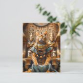 Cat King auf Pharao's Throne Postkarte (Stehend Vorderseite)