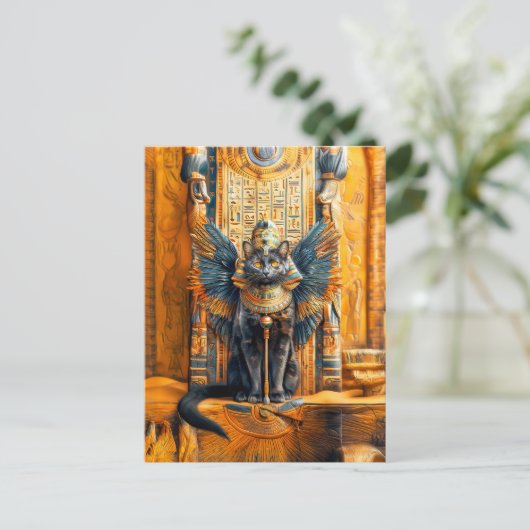 Cat King auf Pharao's Throne Postkarte (Stehend Vorderseite)