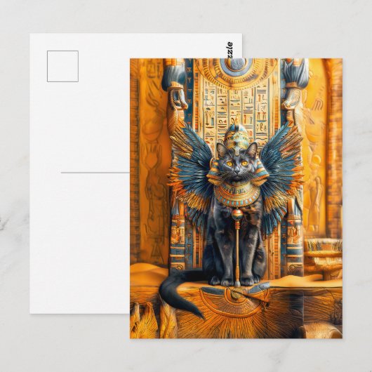 Cat King auf Pharao's Throne Postkarte (Vorne/Hinten)