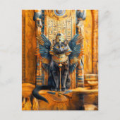 Cat King auf Pharao's Throne Postkarte (Vorderseite)