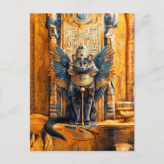 Cat King auf Pharao's Throne Postkarte (Vorderseite)
