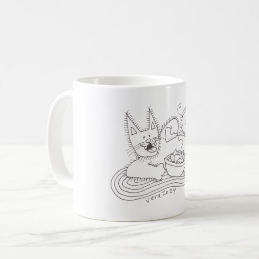 Cat Kitsa Perogie Pyrohy Varenyky Ukrainian Kaffeetasse (Vorderseite Links)