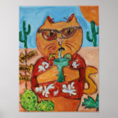 Cat Kitschy Folk Art Fun Design Poster (Vorne)