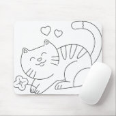 Cat Kitten Animal Feline Kitty Line Ausstieg Mousepad (Mit Mouse)
