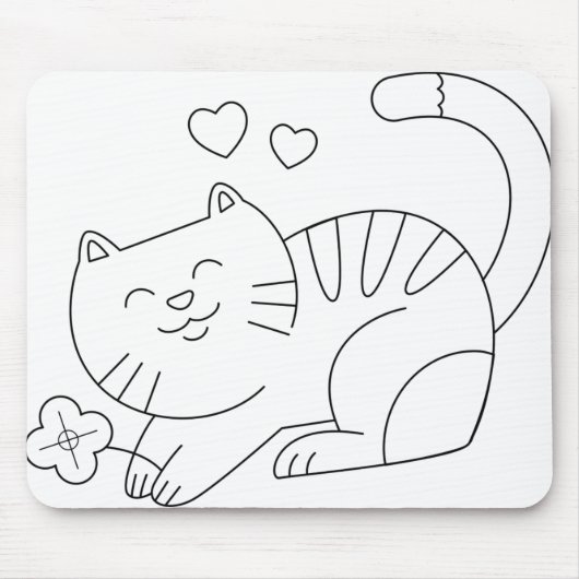 Cat Kitten Animal Feline Kitty Line Ausstieg Mousepad (Vorne)