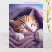 CAT KITTEN ART SLEEPING BLANKET BIRTHDAY Card Karte (Gelbe Blume)