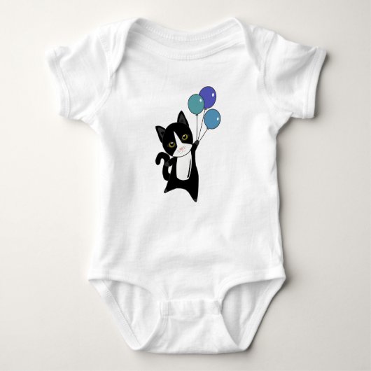 Cat Kitten Balloons Niedliche Tiere schwarze Katze Baby Strampler (Vorderseite)