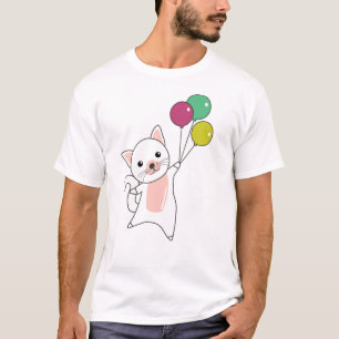 Cat Kitten Balloons Niedlicher Tiere Kinder T-Shirt