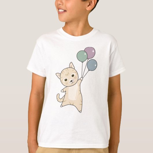 Cat Kitten Balloons Niedlicher Tiere Kinder T-Shirt (Vorderseite)