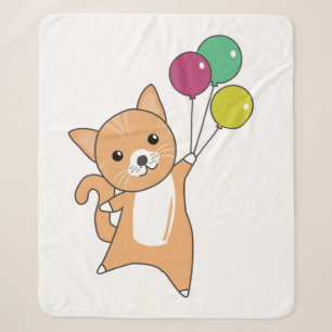 Cat Kitten Balloons Sweet Animals Red Orange Sherpadecke