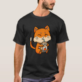 Cat Kitten Drink Juice Orange Anime Manga Kawai T-Shirt (Vorderseite)