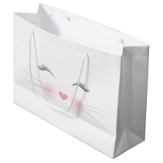 Cat Kitten Face Große Geschenktüte (Vorderseite Schrägansicht)