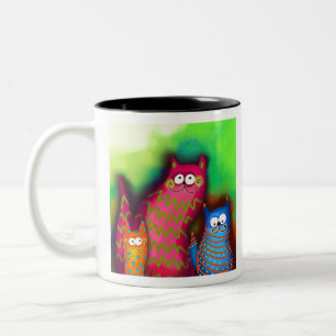 Cat Kitten Family Feline Animal Pet Mammal Zweifarbige Tasse