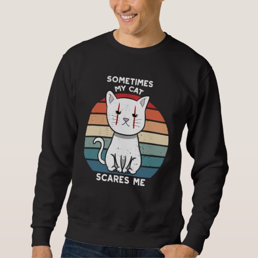Cat Kitten Halloween Retro For Crazy Cat Sweatshirt (Vorderseite)