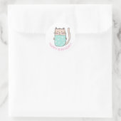 Cat Kitten Happy Birthday Runder Aufkleber (Tasche)