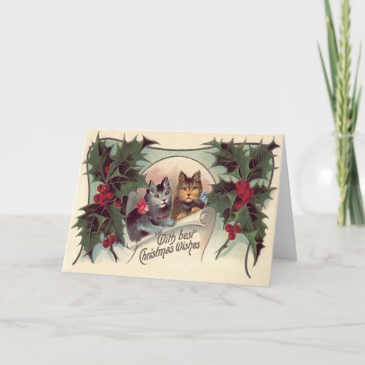Cat Kitten Holly Feiertagskarte (Vorderseite)