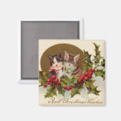Cat Kitten Holly Winterberry Magnet (Vorderseite/Rückseite)