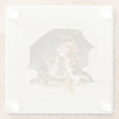 Cat Kitten kitty antiken Vintag hübsch niedlich Glasuntersetzer (Rückseite)