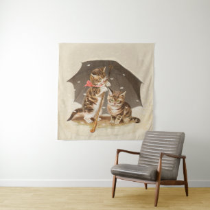 Cat Kitten kitty antiken Vintag hübsch niedlich Wandteppich