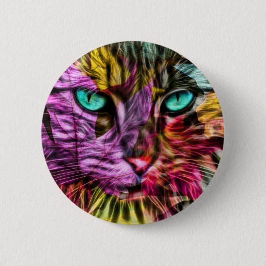 Cat Kitten Künstlerisch Button (Vorderseite)