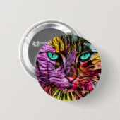Cat Kitten Künstlerisch Button (Vorne & Hinten)