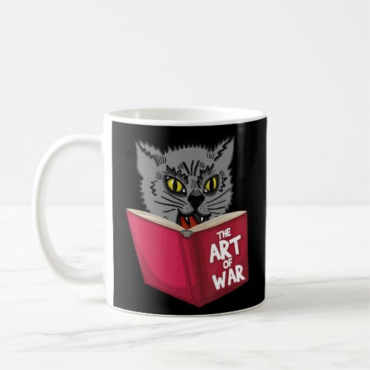 Cat Kitten Leserbuch Kunst des Krieges Kaffeetasse (Links)