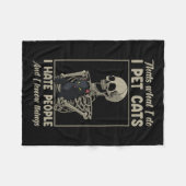 Cat Kitten Lover Grumpy Skull Kitty Pet Eigentümer Fleecedecke (Vorderseite (Horizontal))