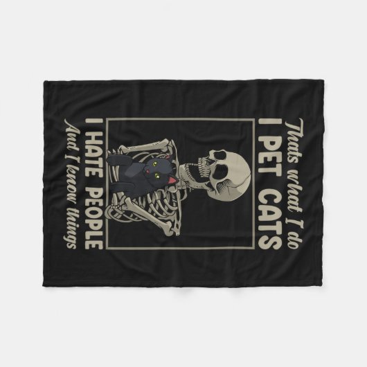 Cat Kitten Lover Grumpy Skull Kitty Pet Eigentümer Fleecedecke (Vorderseite (Horizontal))