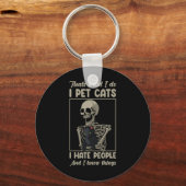 Cat Kitten Lover Grumpy Skull Kitty Pet Eigentümer Schlüsselanhänger (Vorderseite)