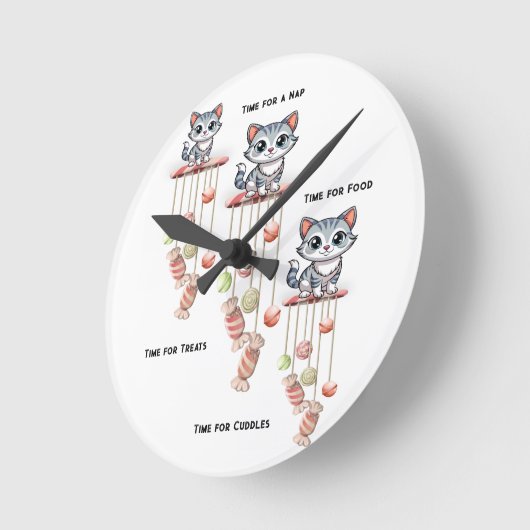 Cat Kitten Meow Clock Runde Wanduhr (Winkel)