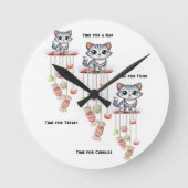 Cat Kitten Meow Clock Runde Wanduhr (Vorderseite)