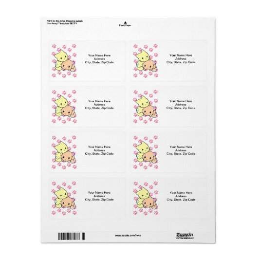 Cat Kitten Paw druckt Labels (Vorne)