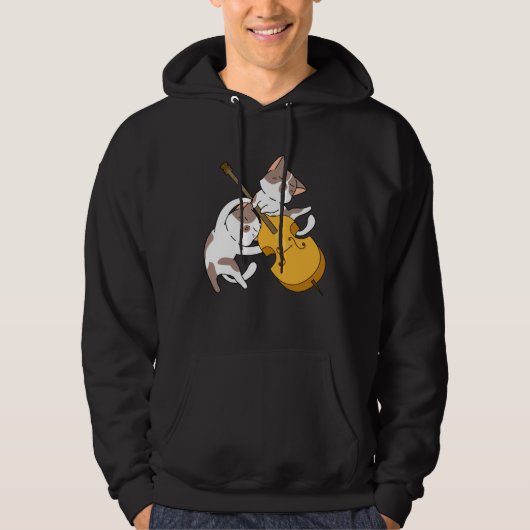 Cat Kitten Playing Cello Cat Cello Player Cellist Hoodie (Vorderseite)
