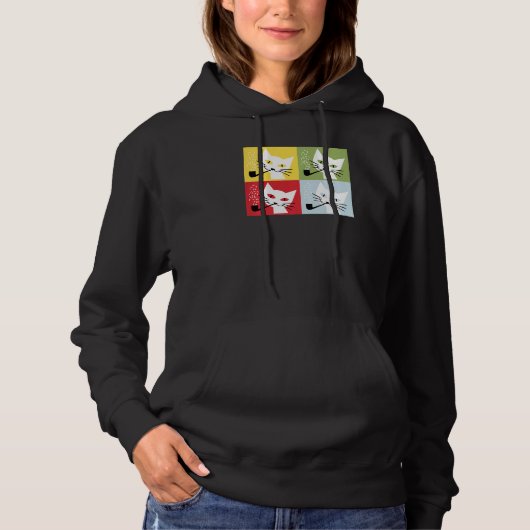 Cat Kitten Raucherpfeife Retro Vintage Art Hoodie (Vorderseite)
