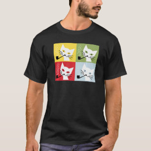 Cat Kitten Raucherpfeife Retro Vintage Art T-Shirt