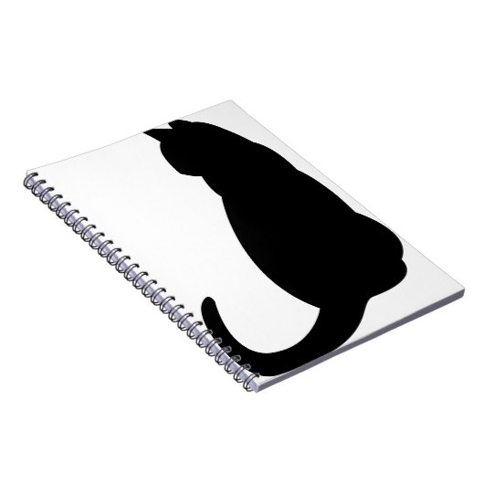 Cat Kitten Sitzen Silhouette Kontur Schwarz Notizblock (Rechte Seite)