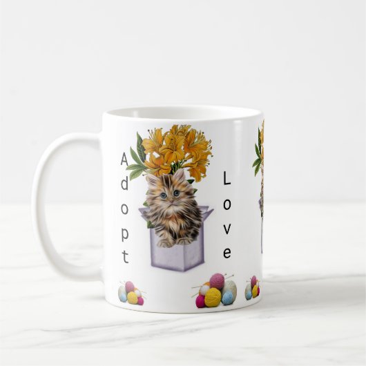 Cat Kitten Yarn Cat Adoption Tasse (Links)