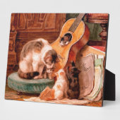 Cat Kittens and Guitar - Malerisch Vintage Kunst Fotoplatte (Seite)