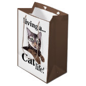 Cat Kitty Animal Lover Funny Mittlere Geschenktüte (Vorderseite Schrägansicht)
