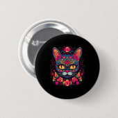 Cat Kitty Kitten Paws Zucker Skull Calavera Hallow Button (Vorne & Hinten)