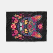 Cat Kitty Kitten Paws Zucker Skull Calavera Hallow Fleecedecke (Vorderseite (Horizontal))