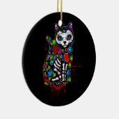 Cat Kitty Kitten Paws Zucker Skull Calavera Hallow Keramik Ornament (Rechts)