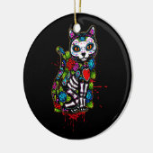 Cat Kitty Kitten Paws Zucker Skull Calavera Hallow Keramik Ornament (Links)