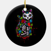 Cat Kitty Kitten Paws Zucker Skull Calavera Hallow Keramik Ornament (Hinten)