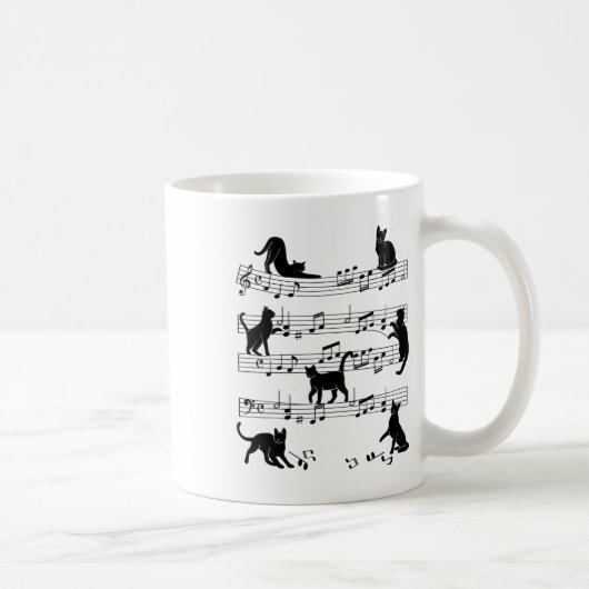 Cat Kitty Playing Musik Cleanf Piano Musica Kaffeetasse (Rechts)