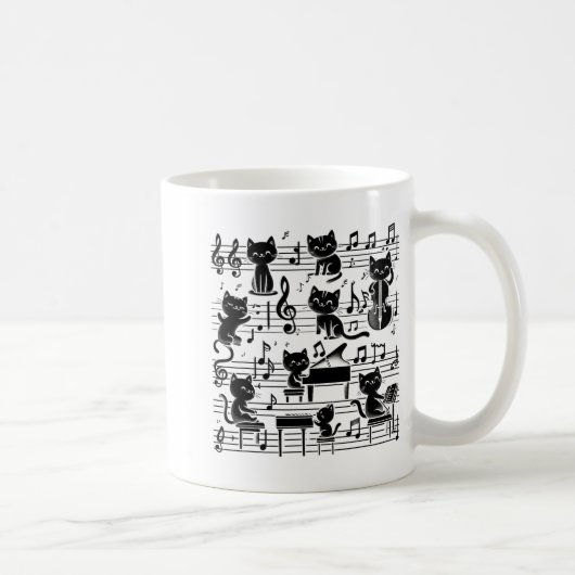 Cat Kitty Playing Musiknote Clef Musician Art Chat Kaffeetasse (Rechts)