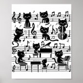 Cat Kitty Playing Musiknote Clef Musician Art Chat Poster (Vorne)